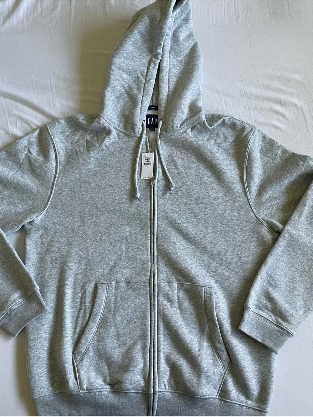 GAP Men's Heather Light Gray Full-Zip Hoodie